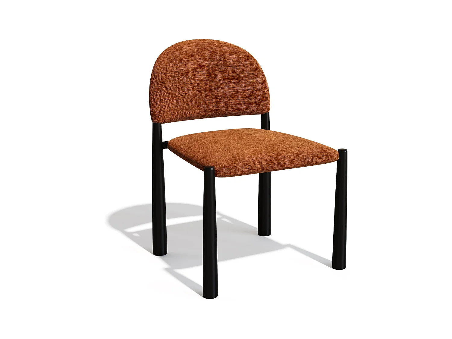 Lot de 2 chaises velours texturé terracotta et pieds noirs MILO