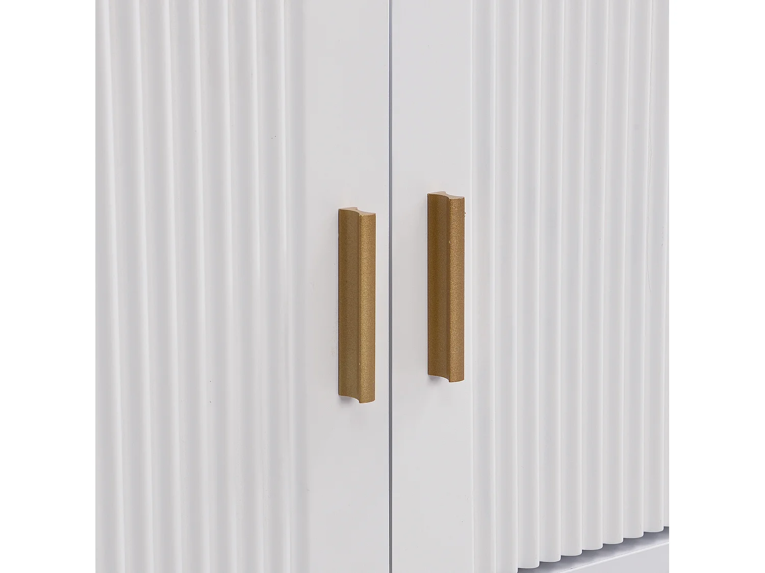 URBAN MEUBLE Meuble TV blanc avec 4 tiroirs, 2 portes texturés et accents dorés