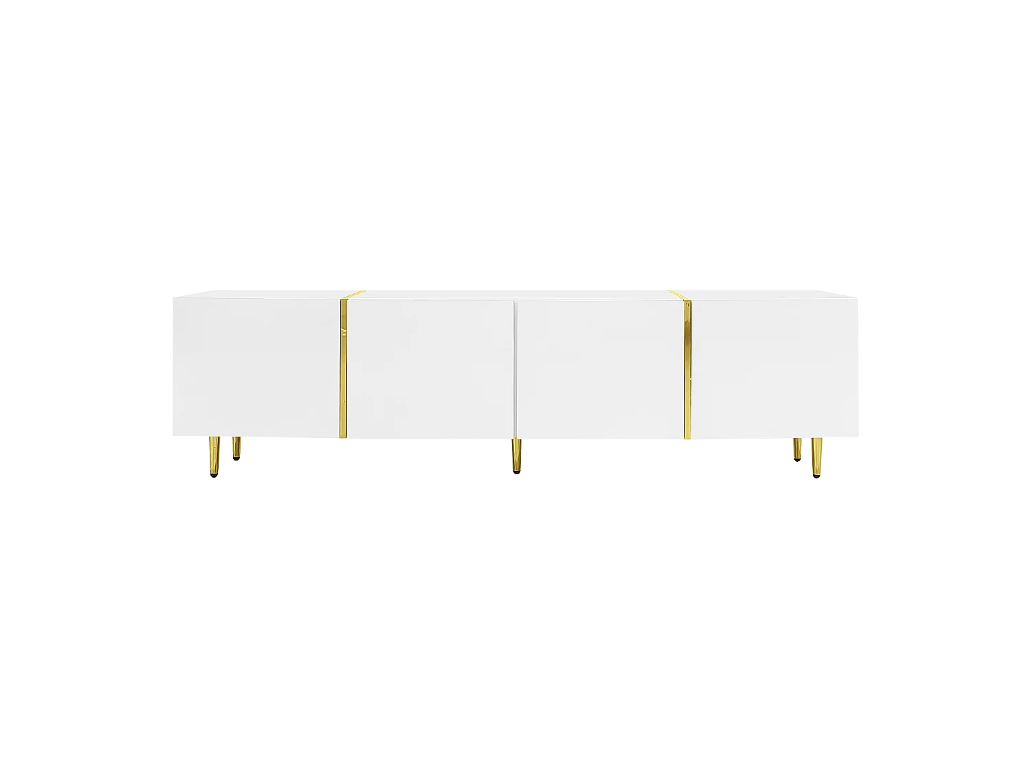 URBAN MEUBLE Meuble TV blanc laqué acents dorés, 4 portes