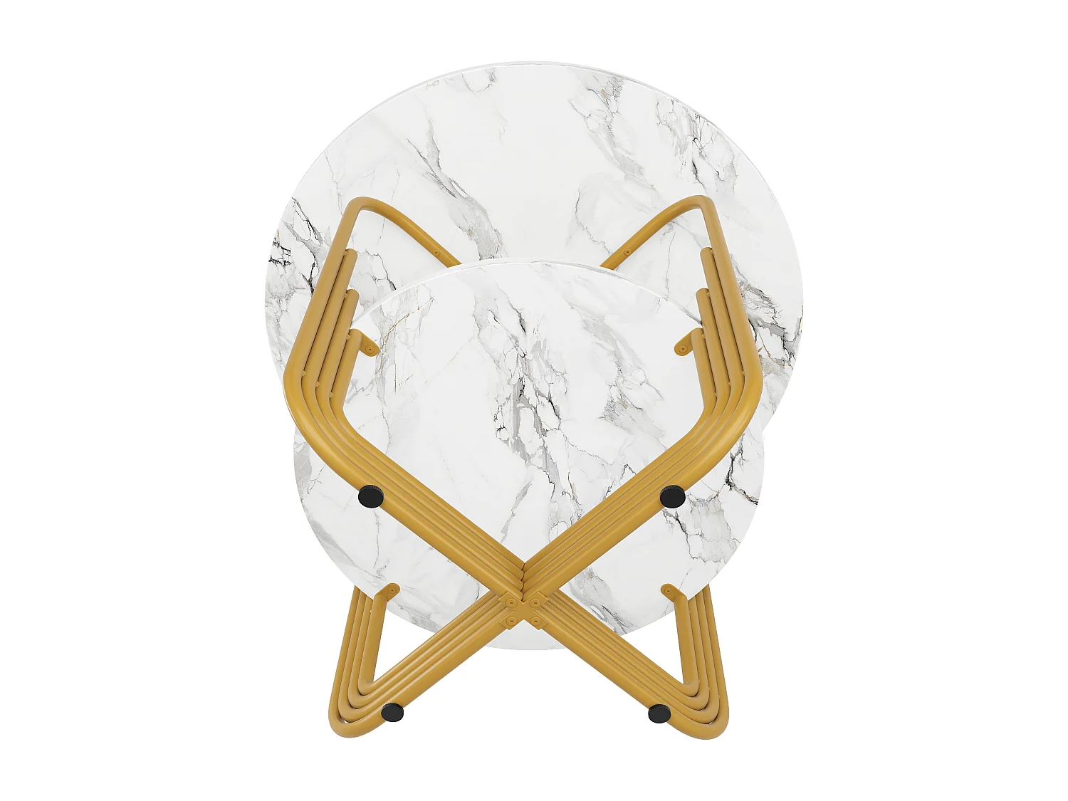 URBAN MEUBLE Table de salle à manger ronde chic doré avec effet marbre blanc