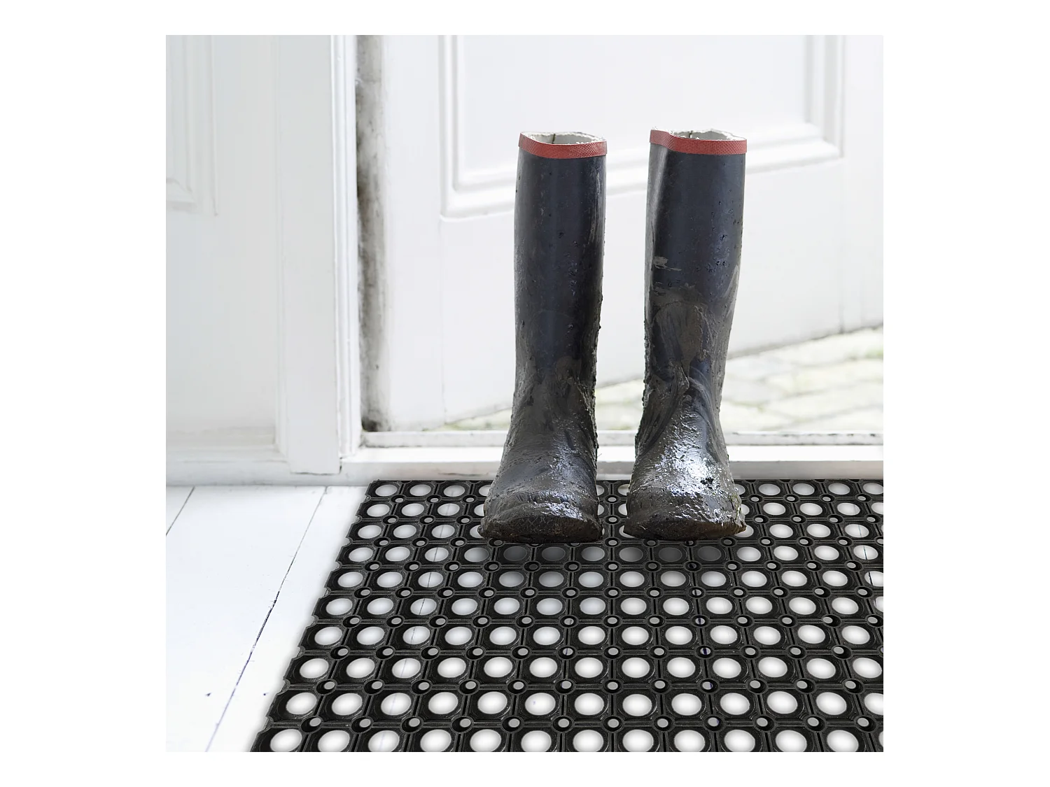 Paillasson Caillebotis Caoutchouc 40x60cm Noir