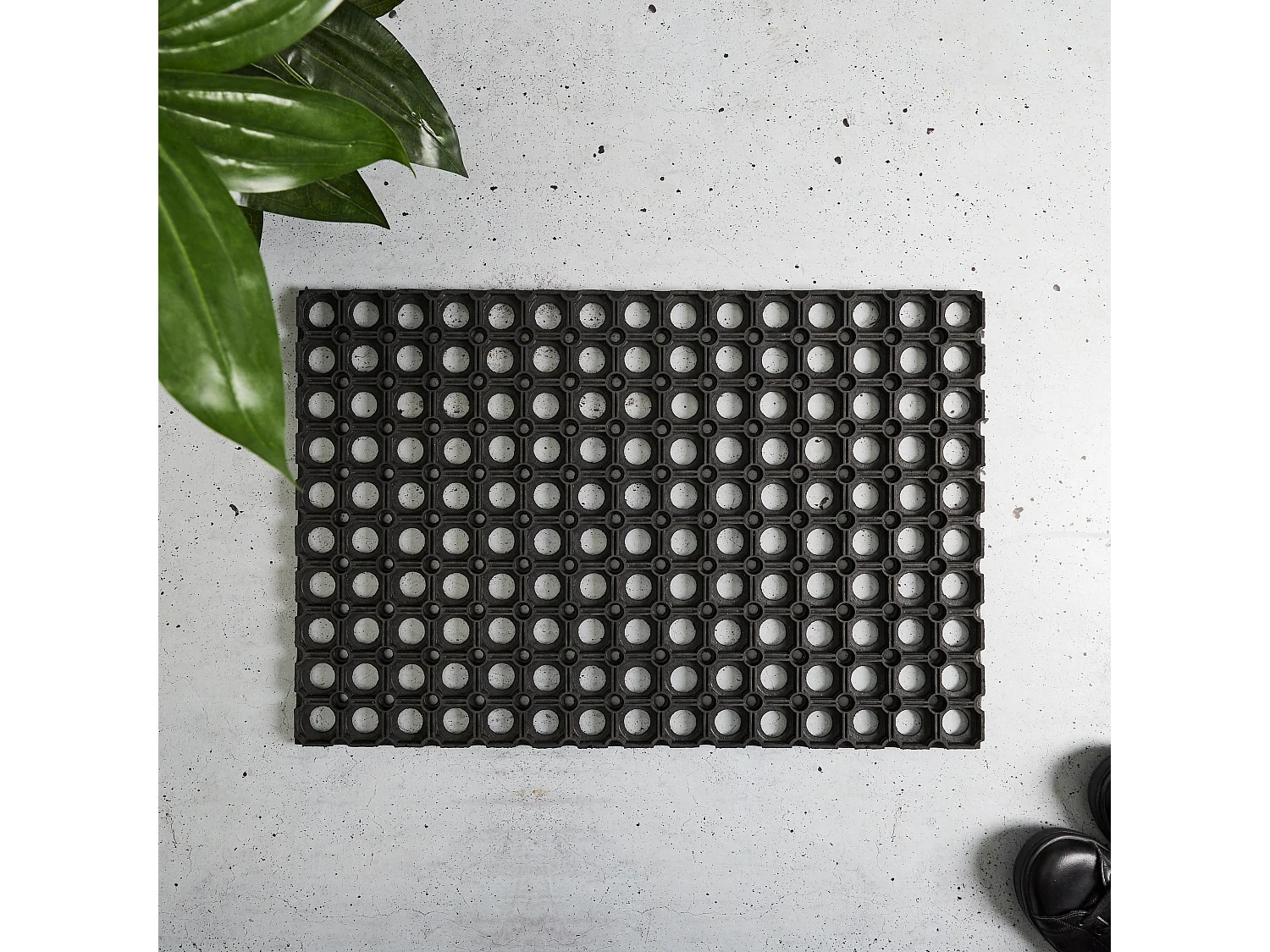 Paillasson Caillebotis Caoutchouc 40x60cm Noir