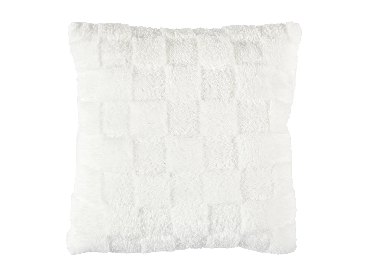 Coussin Flanelle Damier Blanc Et Beige 40x40cm Blanc