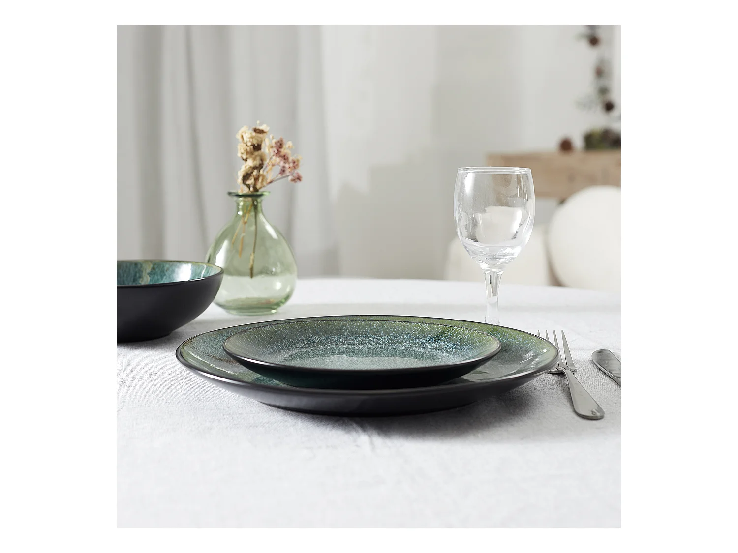 Assiette Elia D27cm Vert, Noir