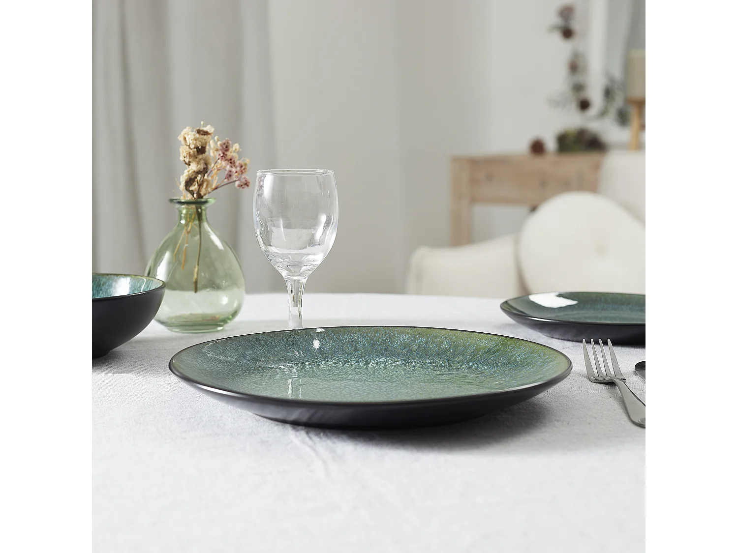 Assiette Elia D27cm Vert, Noir