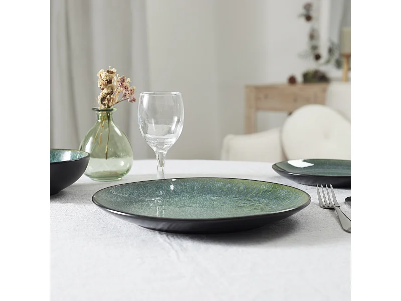 Assiette Elia D27cm Vert, Noir