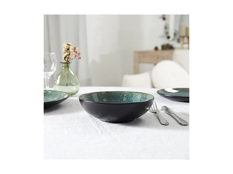 Assiette Soupe Elia D18.5cm Vert, Noir