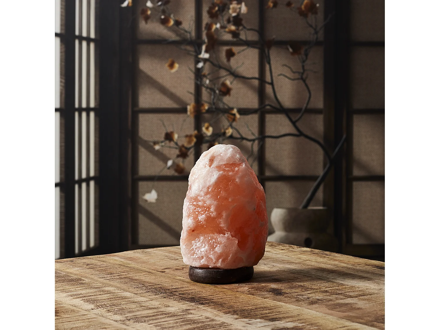 Lampe De Sel Socle Bois Rose