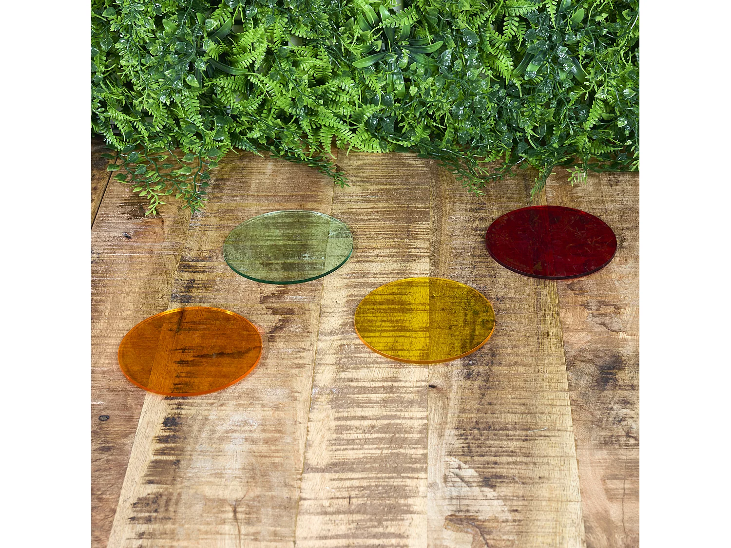 Dessous De Verre Colores D10cm Vert, Jaune, Rouge, Bleu