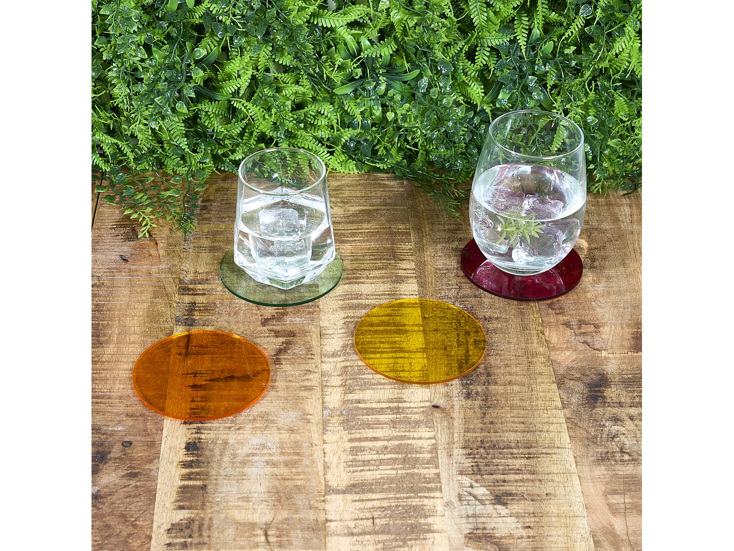 Dessous De Verre Colores D10cm Vert, Jaune, Rouge, Bleu