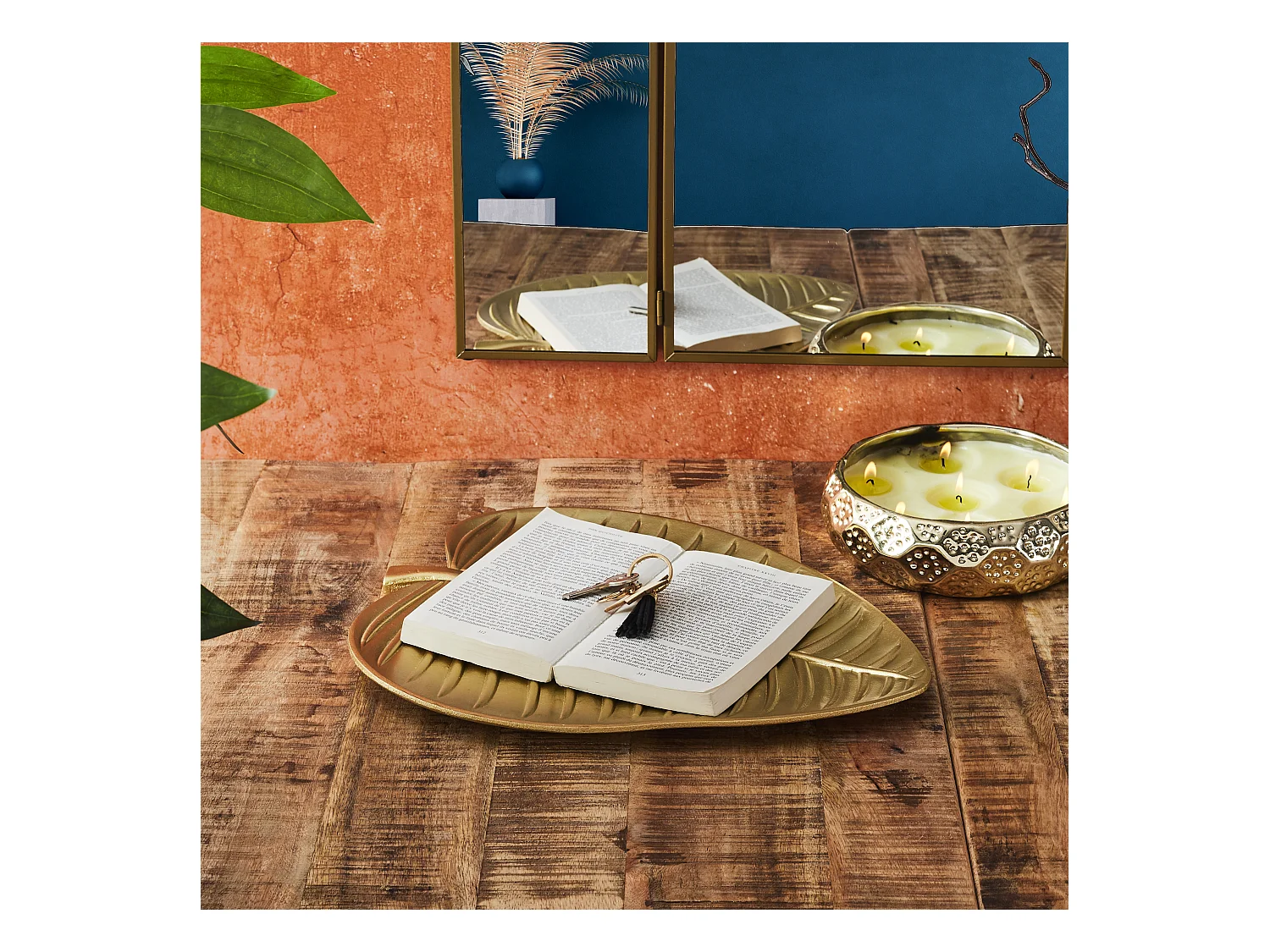 Vide Poche Feuille Dore Or