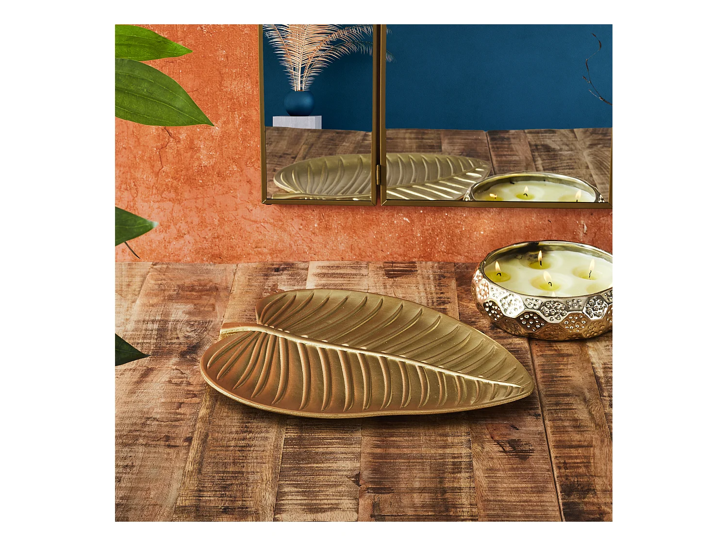 Vide Poche Feuille Dore Or