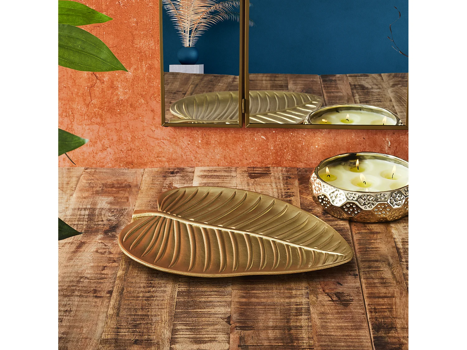 Vide Poche Feuille Dore Or