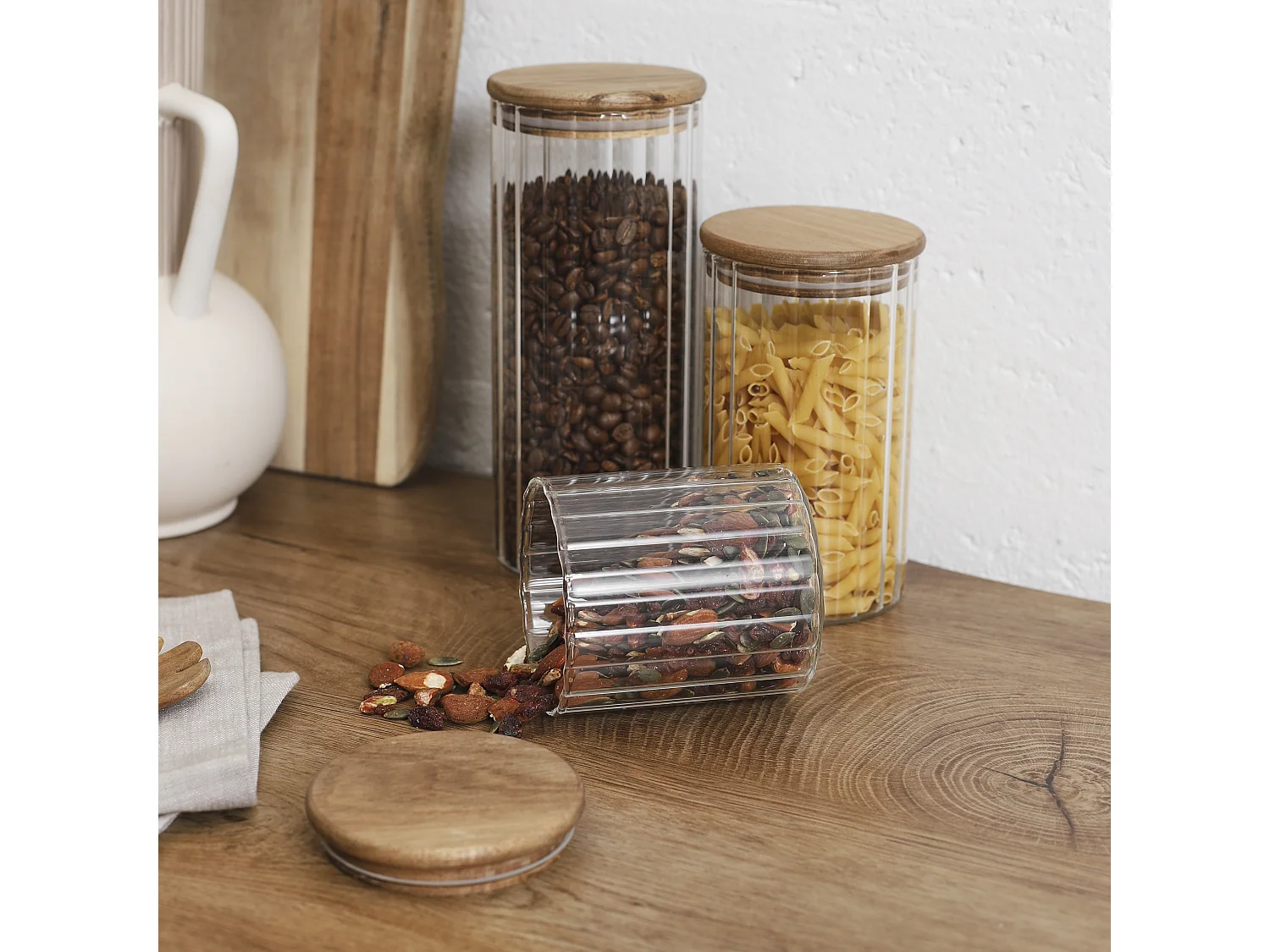 Bocal Conservation Couverle Acacia 70cl Transparent