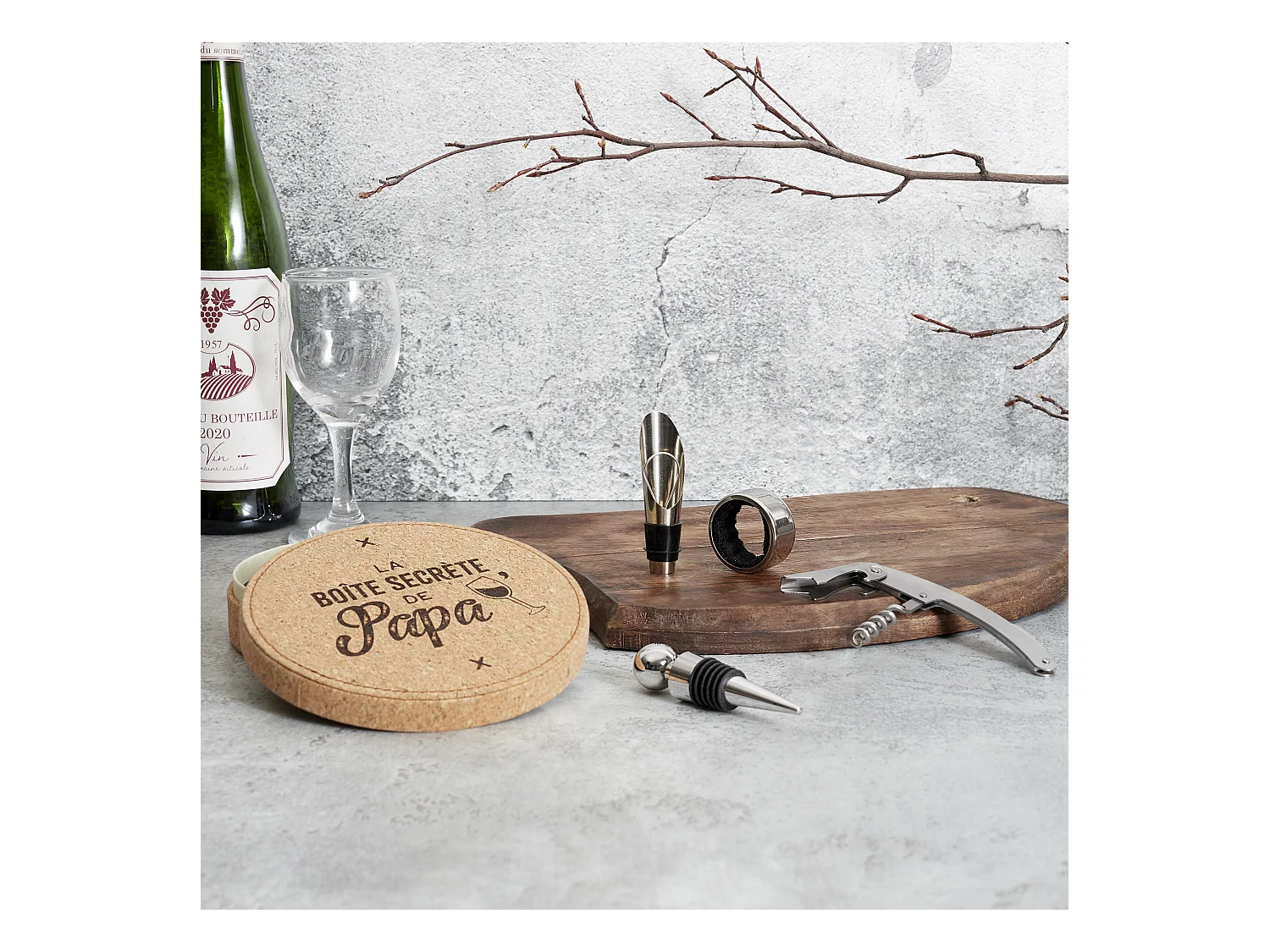 Coffret A Vin 4 Pieces Papa Liege Beige