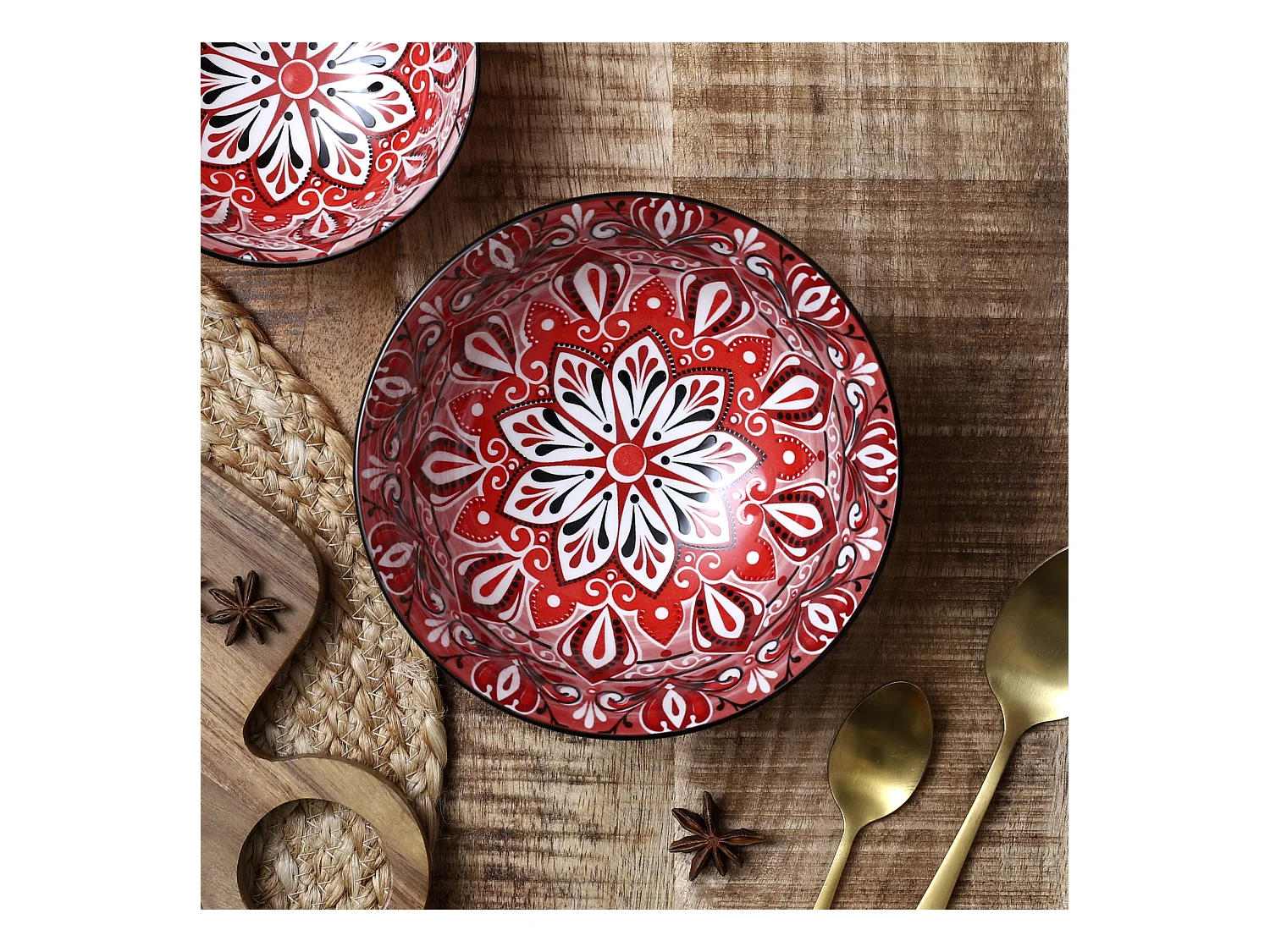 Saladier Jaipur Rouge D21cm A1/m8 Rouge