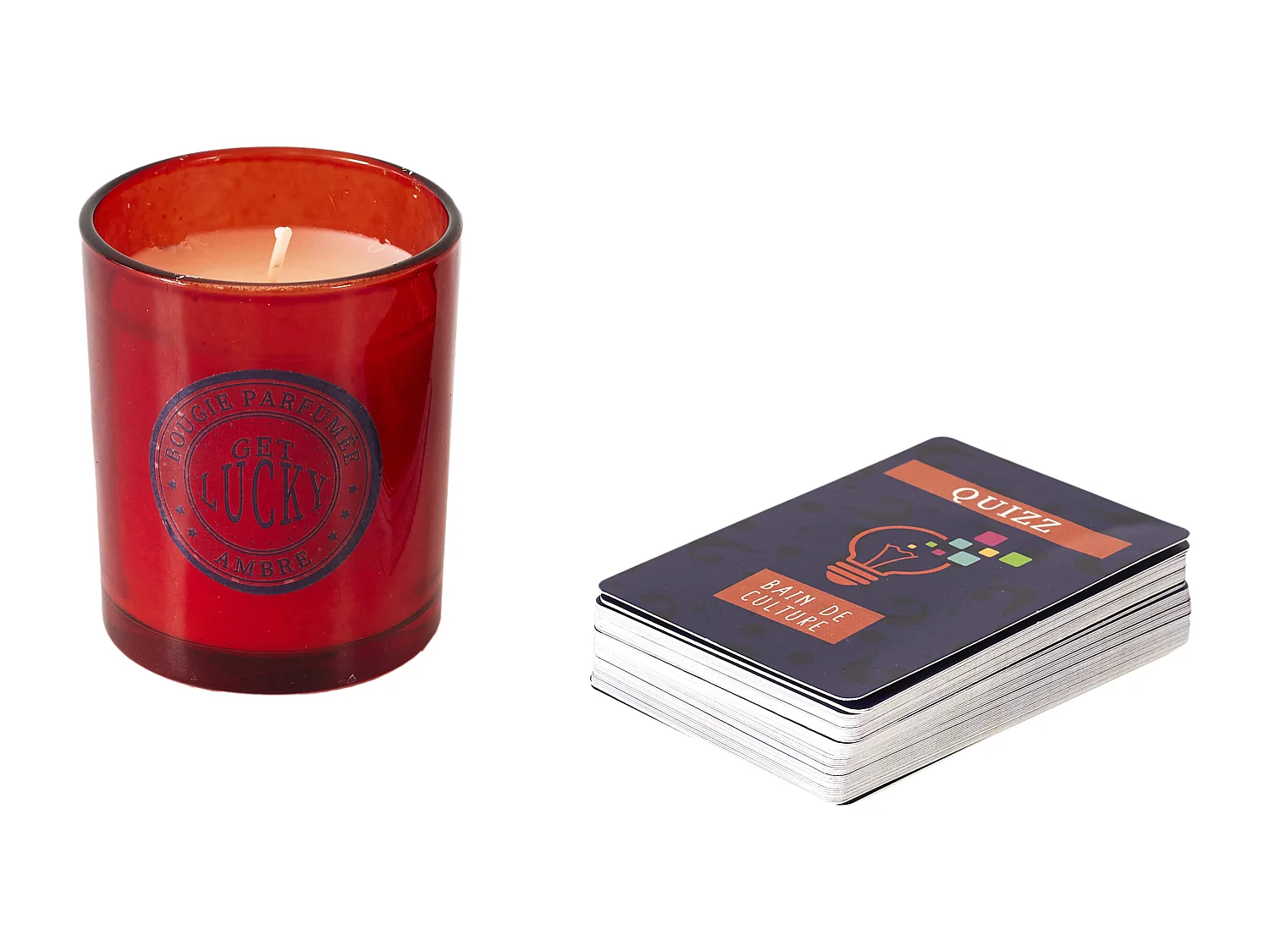 Bougie Parfumee Et Carte Quizz Culture Multicolore