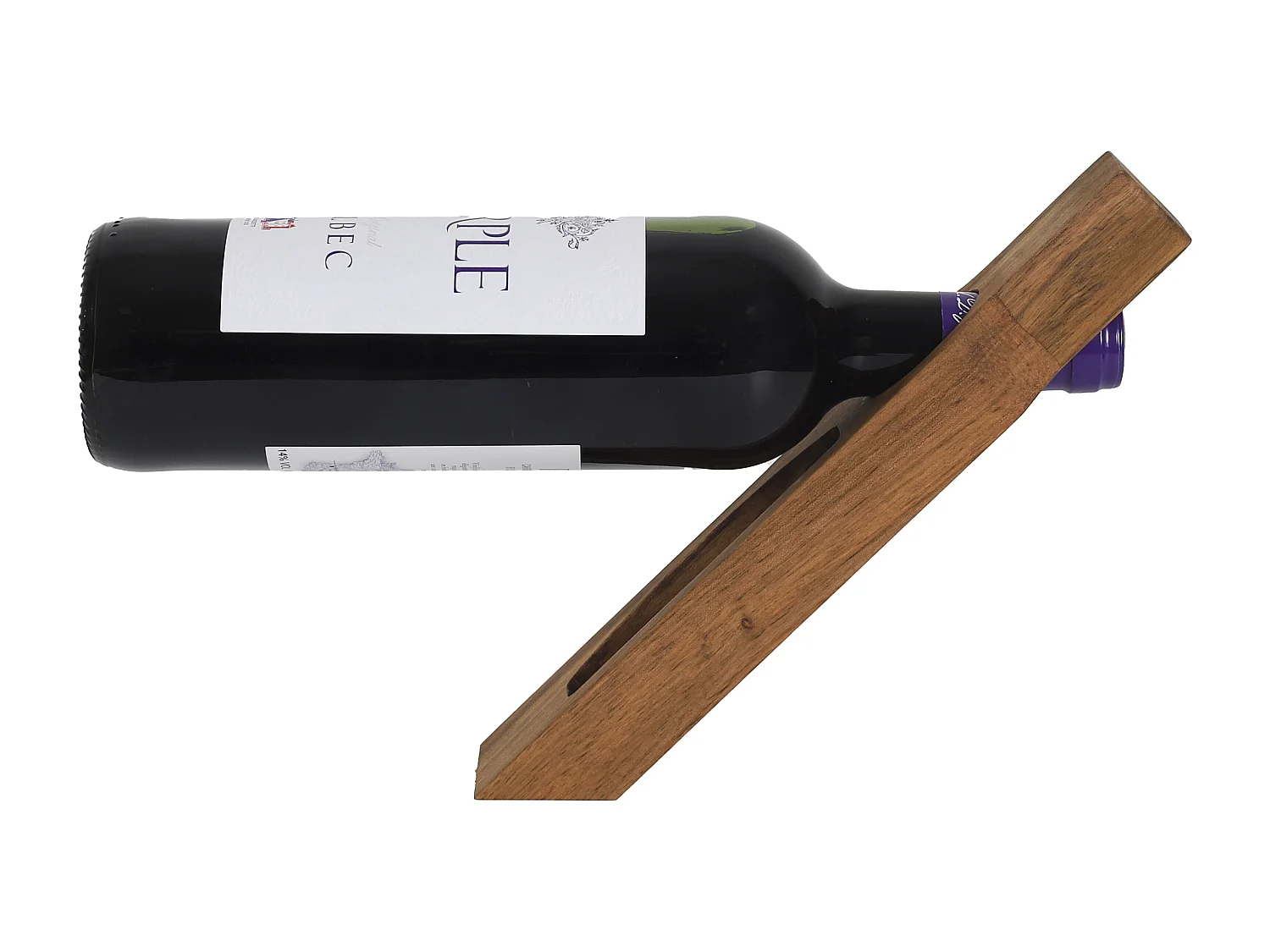 Support A Bouteille Et Tire Bouchon Acacia Marron