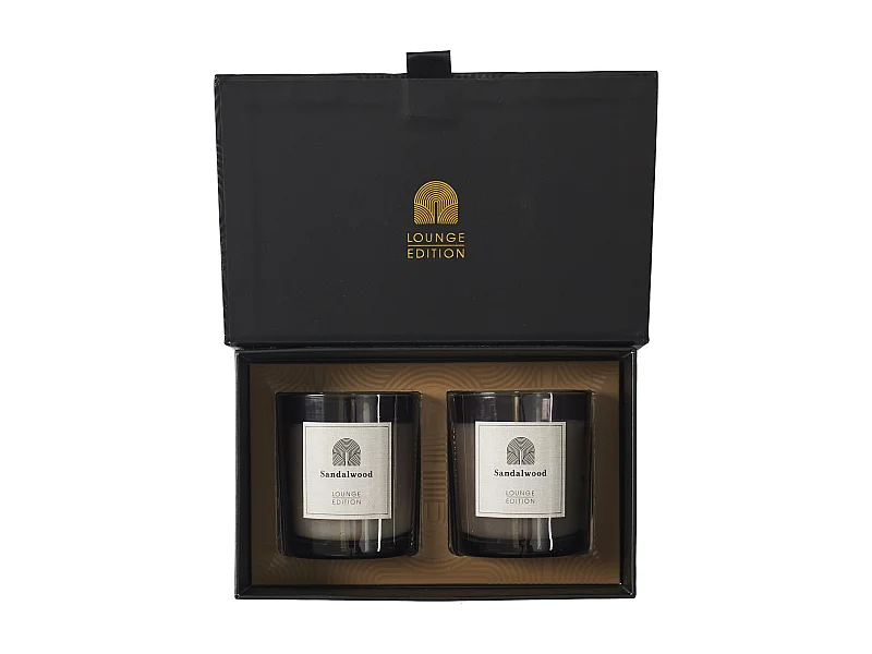 Bougie Parfumee X2 Coffret Lounge Noir, Or