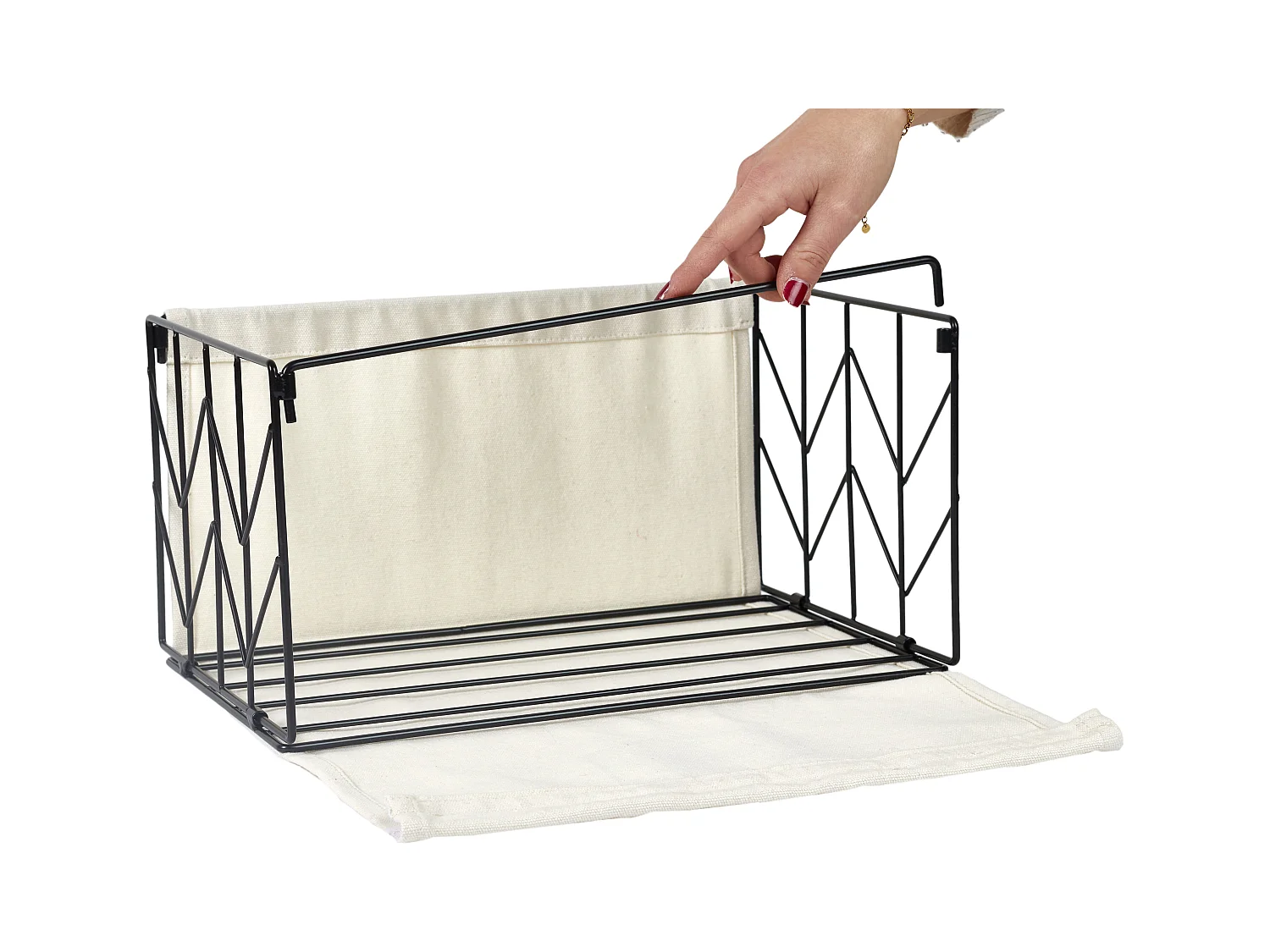 Bac De Rangement Pliable Taille S Noir, Beige