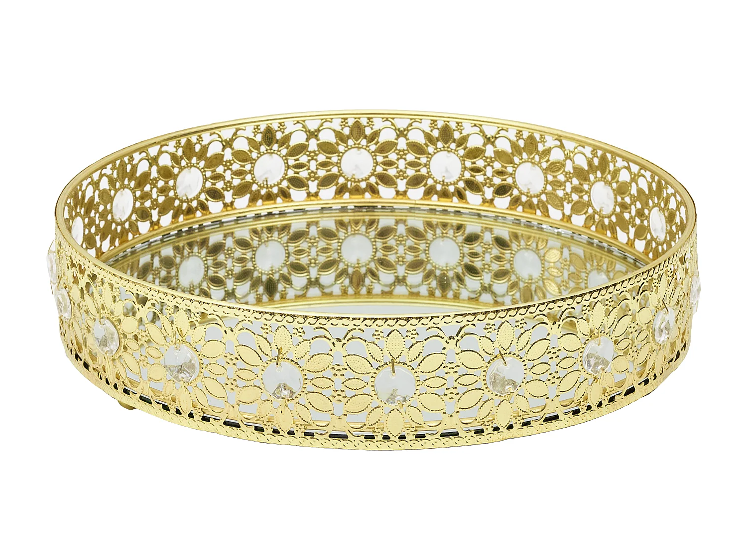 Plateau Deco Miroir Dore D25cm Or