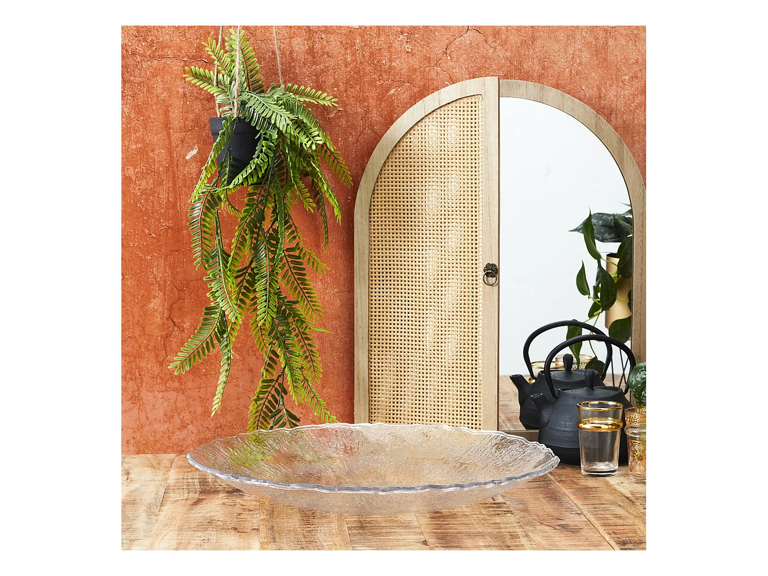 Grand Plateau Rond Plastique D42.5cm Sabah Transparent