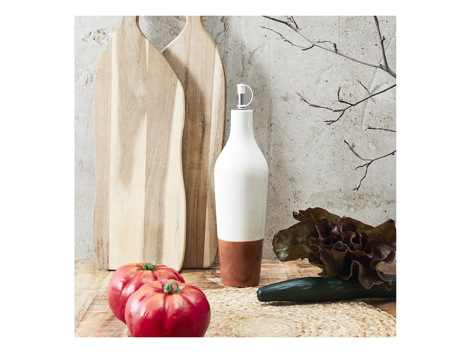 Huilier Ceramique Bicolore 670ml Orange, Blanc