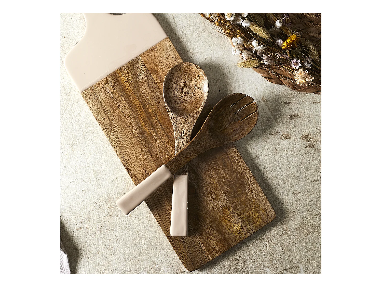 Couvert A Salade Manguier Dune Uni Marron, Beige