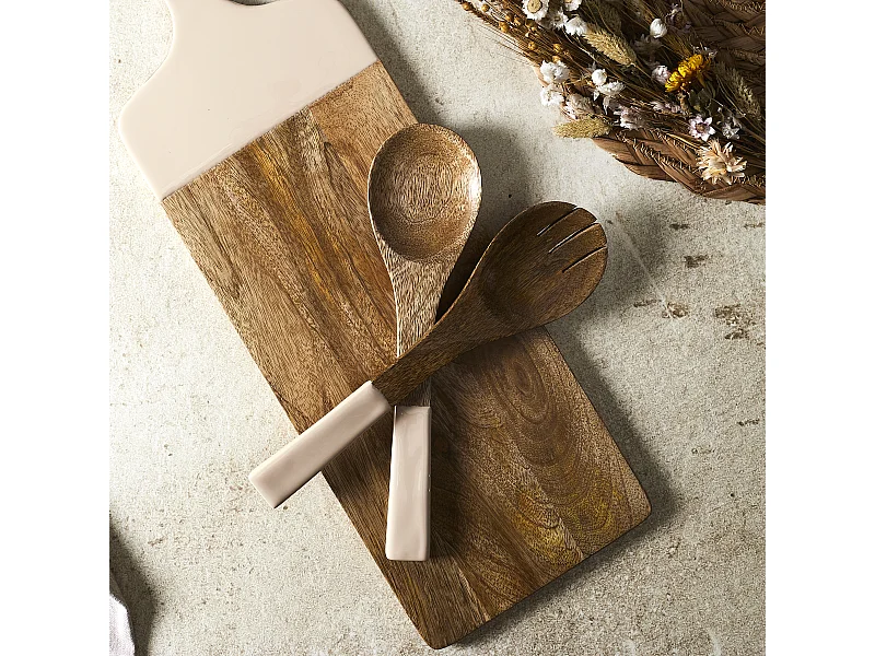 Couvert A Salade Manguier Dune Uni Marron, Beige