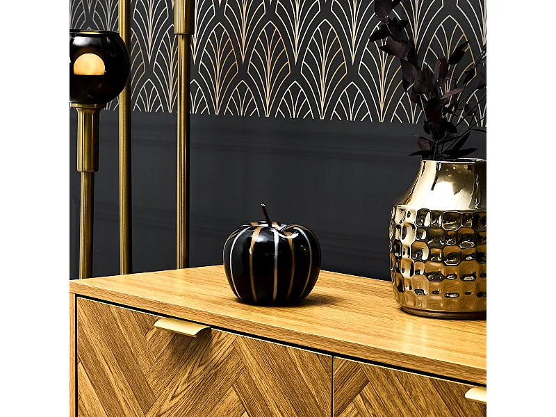 Statue Pomme Coulure Bronze Et Argent H13cm Noir, Marron, Argent