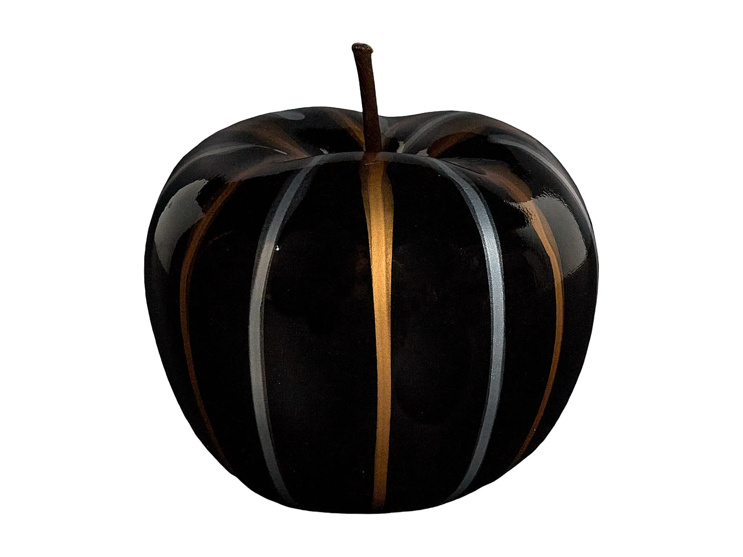 Statue Pomme Coulure Bronze Et Argent H13cm Noir, Marron, Argent