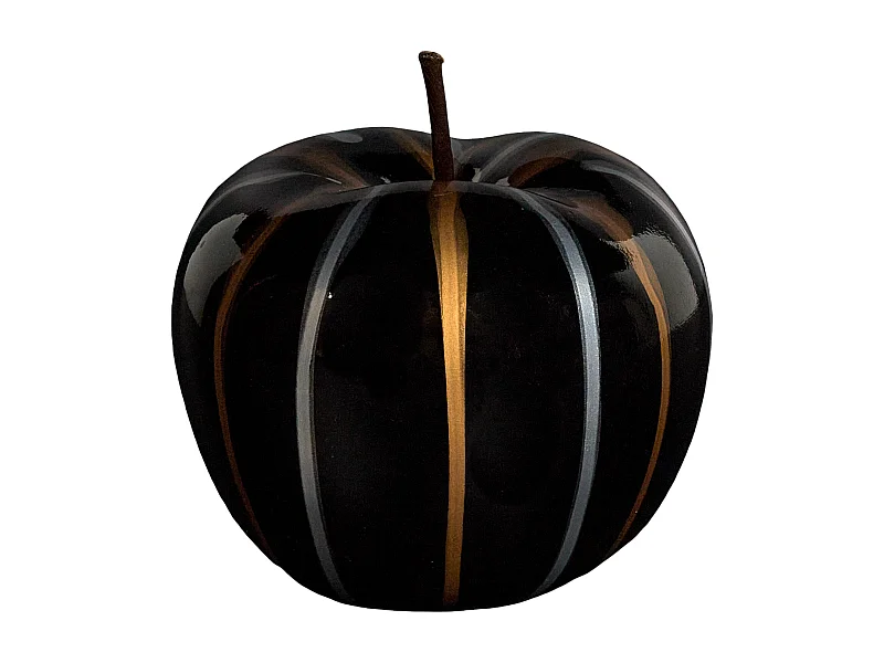 Statue Pomme Coulure Bronze Et Argent H13cm Noir, Marron, Argent