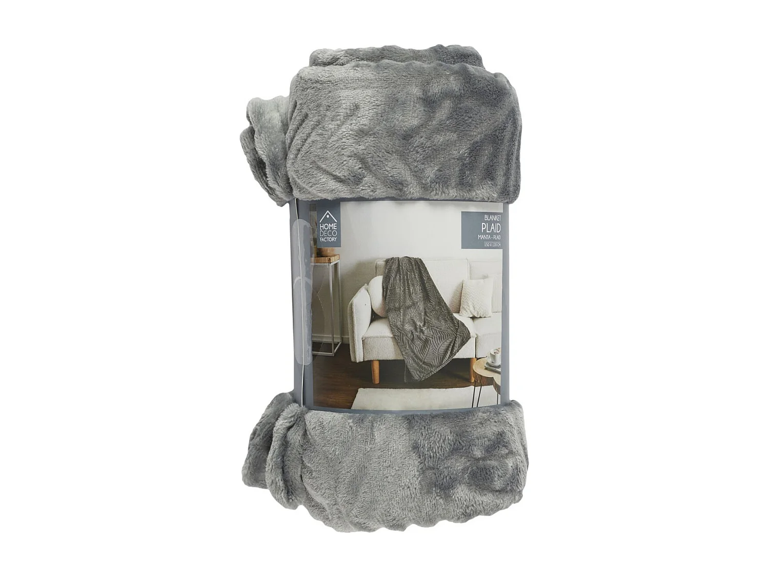 Plaid Flanelle Embosse 120x150cm Gris