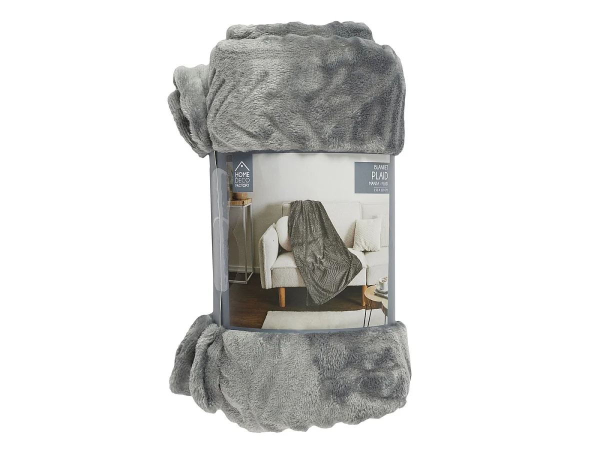 Plaid - HOME DECO FACTORY - Embossé - Flanelle - Gris