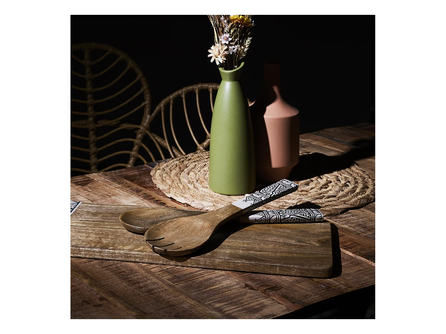 Couvert A Salade Manguier Dune Noir Marron, Noir