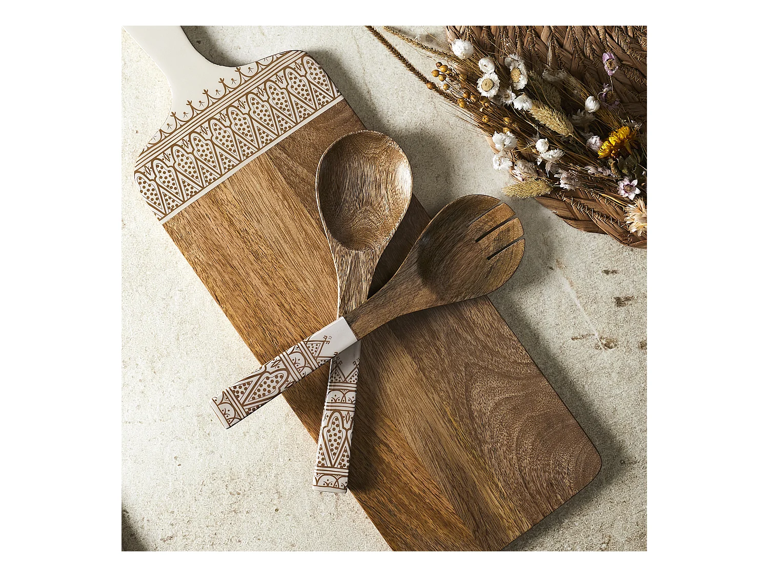 Couverts A Salade Manguier Dune Terracotta Marron, Blanc, Orange