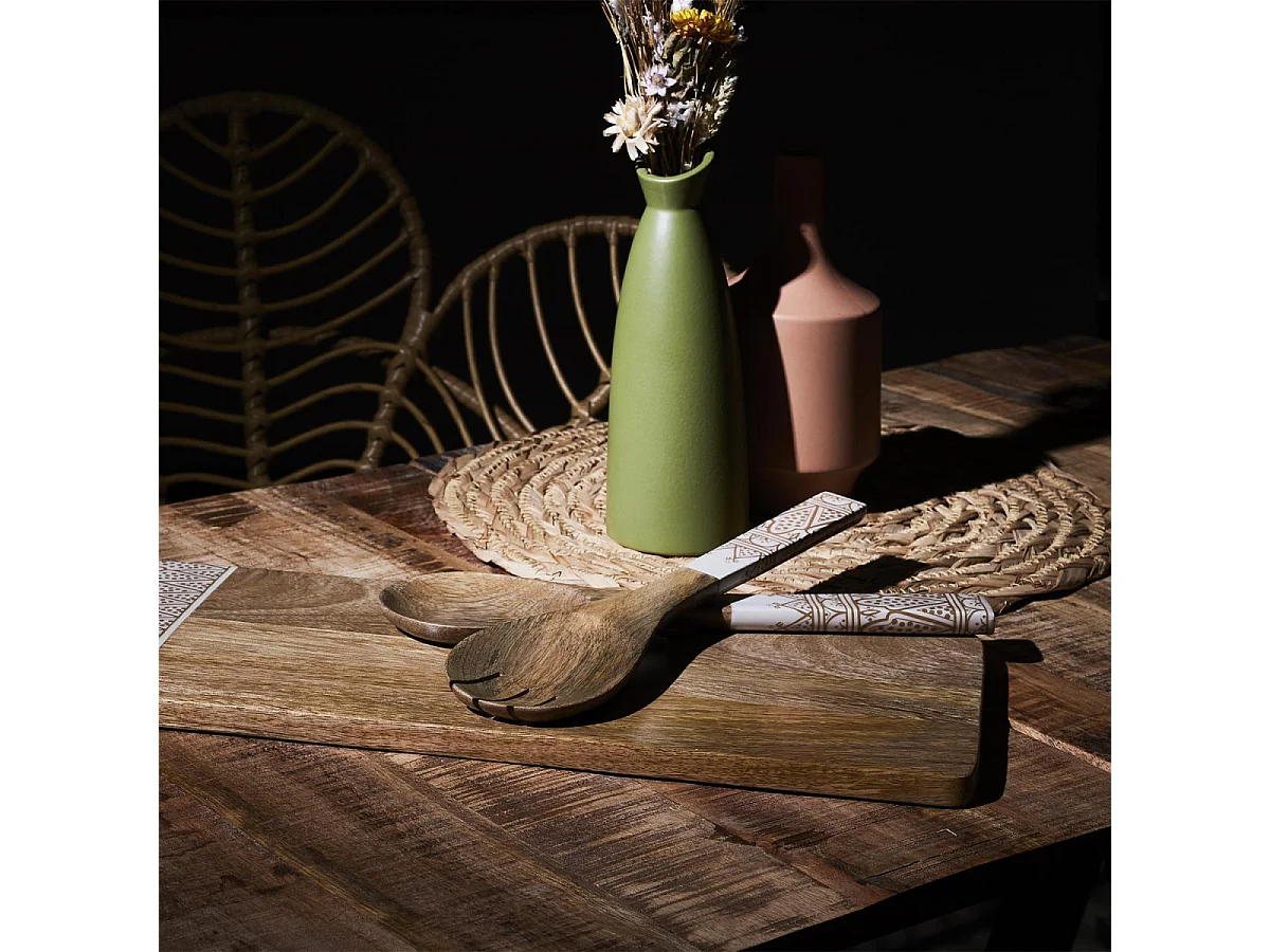 Couverts A Salade Manguier Dune Terracotta Marron, Blanc, Orange