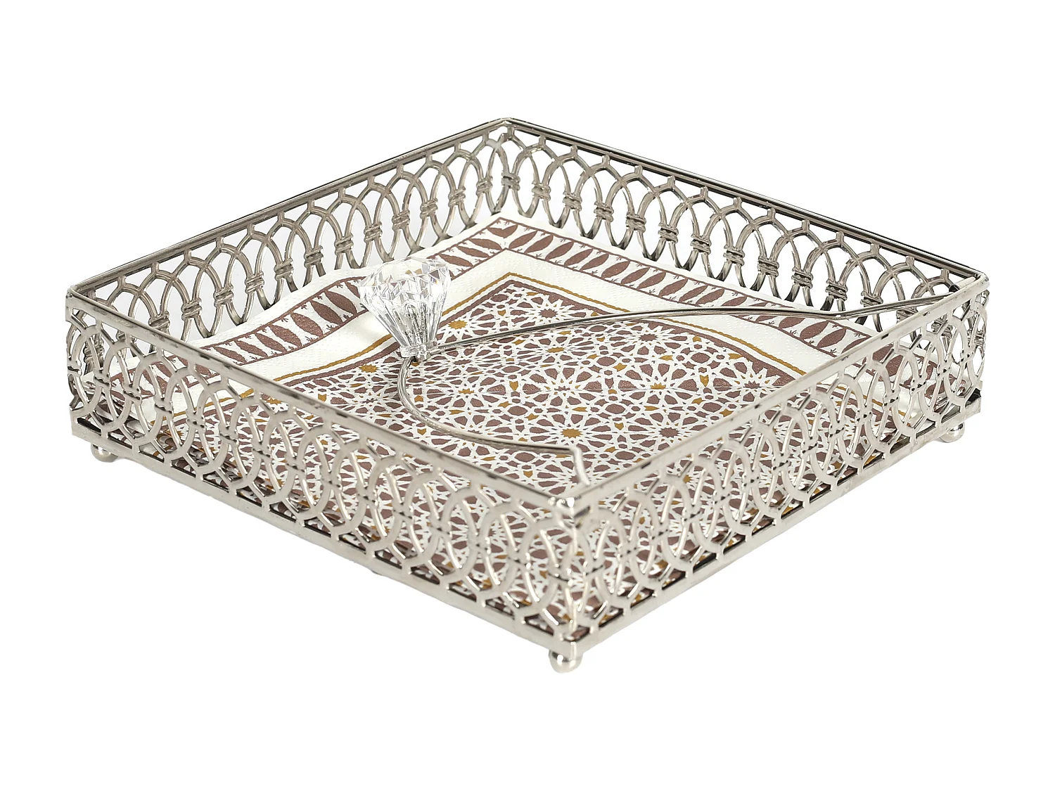 Plateau De Deco Metal Serviette2 Argent