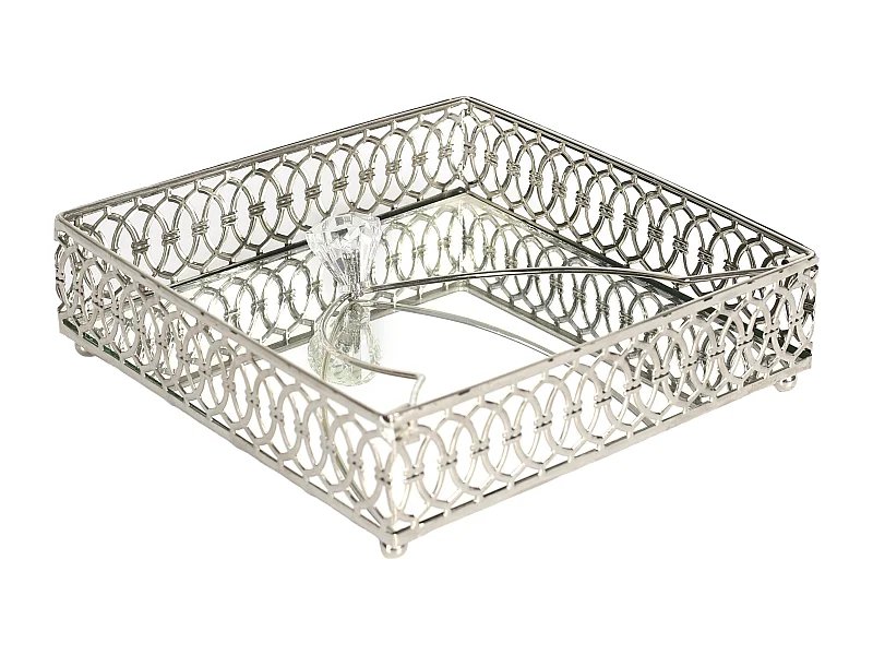 Plateau De Deco Metal Serviette2 Argent