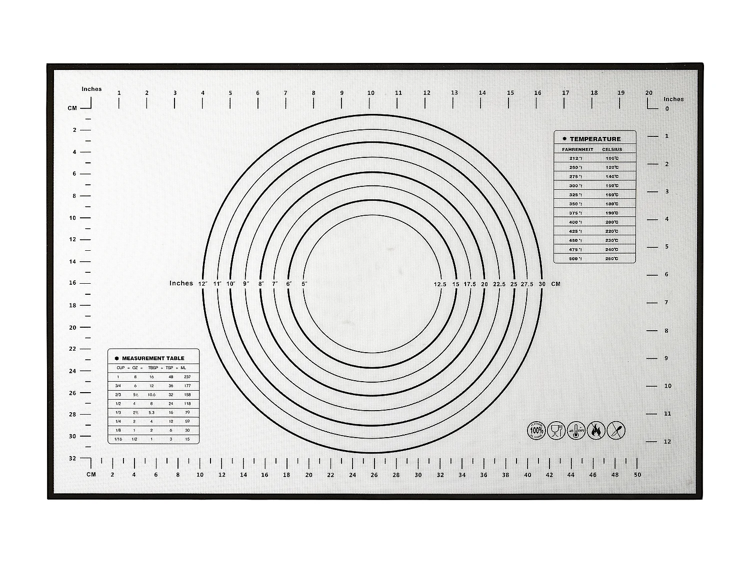 Tapis Patisserie Anti Adhesif Gradue 60x40cm8 Gris