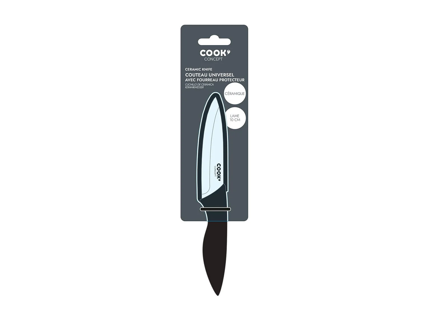 Couteau Ceramique 10cm Manche Soft Avec Etui8 Blanc, Noir