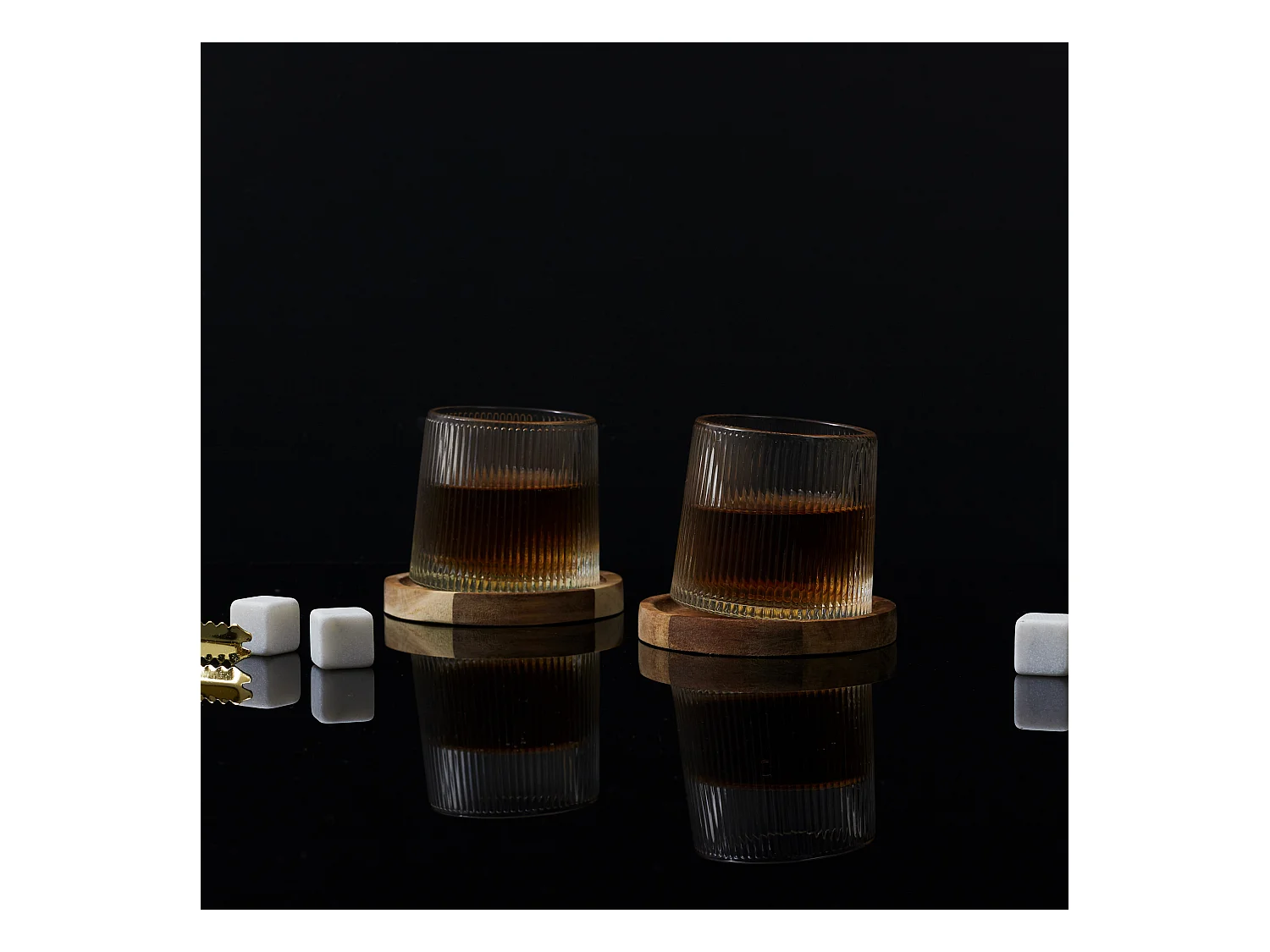 Verre A Whisky Support Acacia X2 Transparent