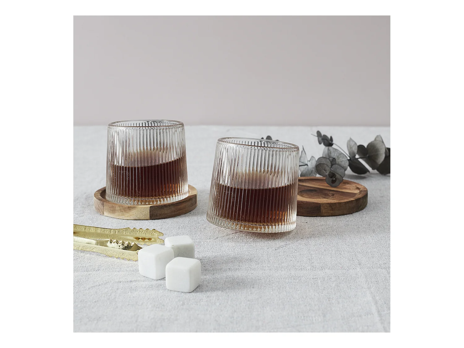 Verre A Whisky Support Acacia X2 Transparent
