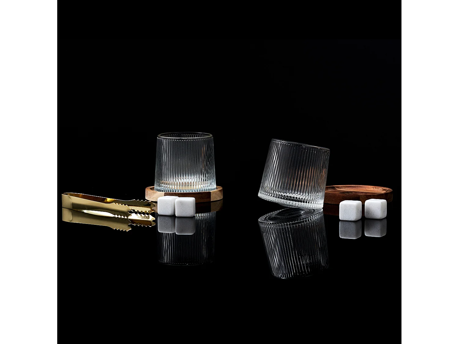 Verre A Whisky Support Acacia X2 Transparent