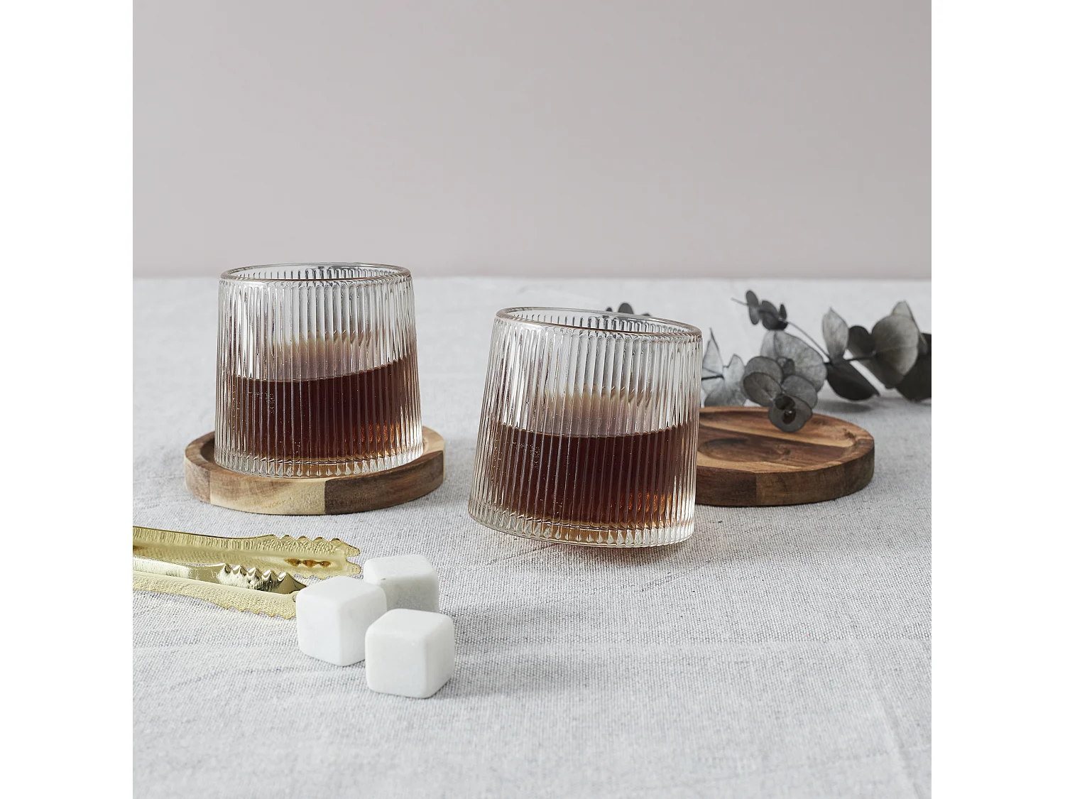 Verre A Whisky Support Acacia X2 Transparent