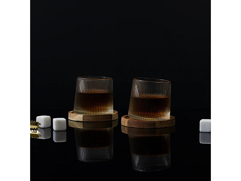 Verre A Whisky Support Acacia X2 Transparent
