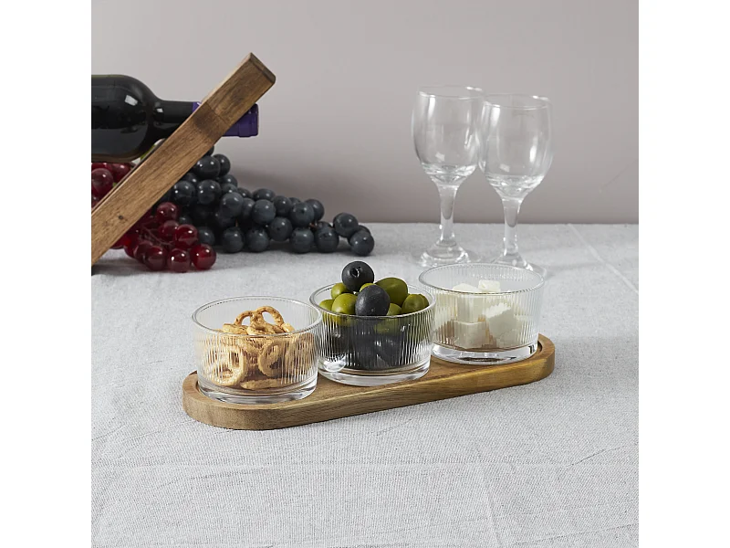Set Aperitif Acacia Coupelle Verre X3 M12 Marron, Transparent