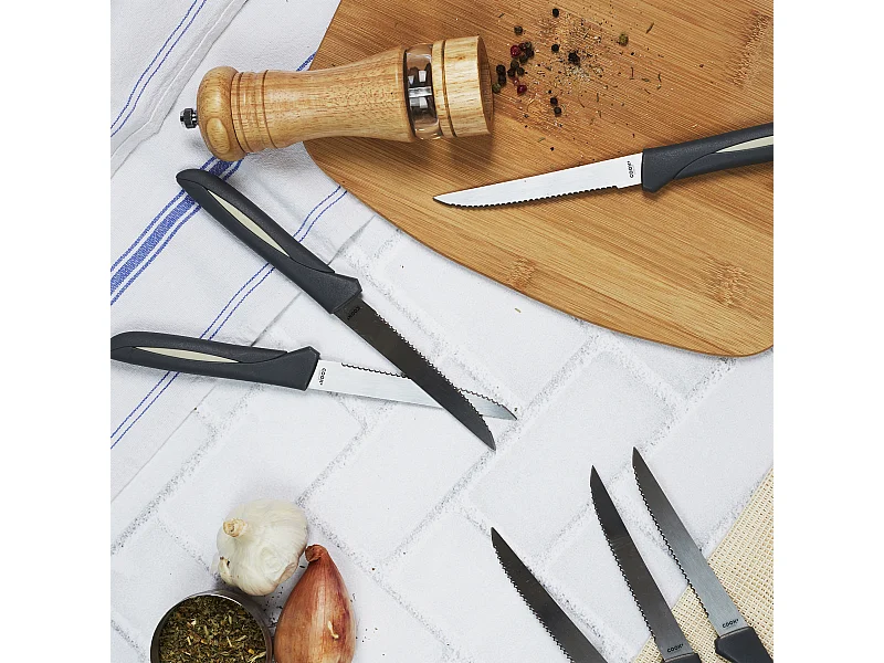 Lot de 6 Couteaux à Steak "Inox" 23cm Gris