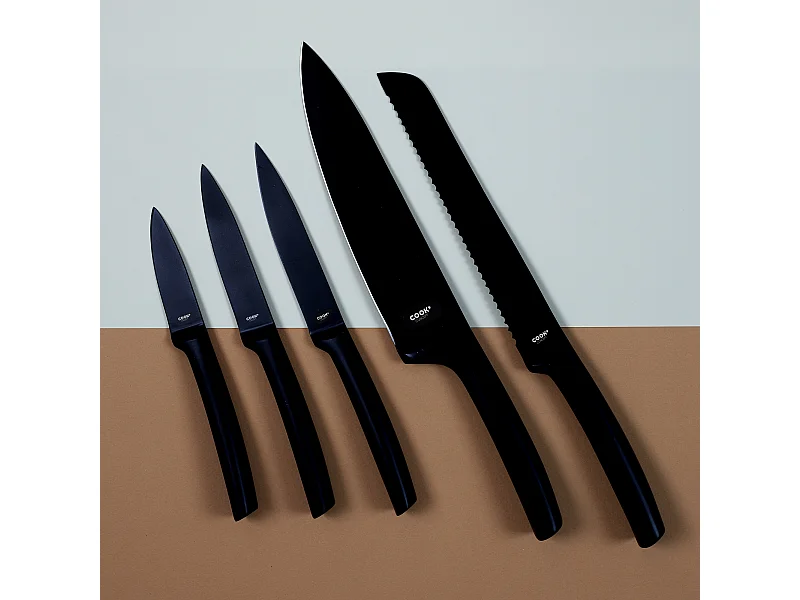 Couteau Acier Inoxydable Noir Lame 20cm Noir