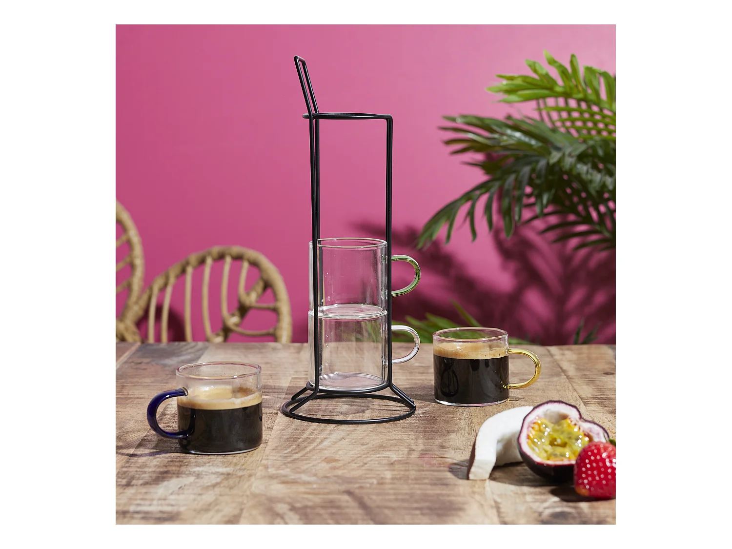 Tasse Expresso Verre X4 Avec Support Transparent, Multicolore